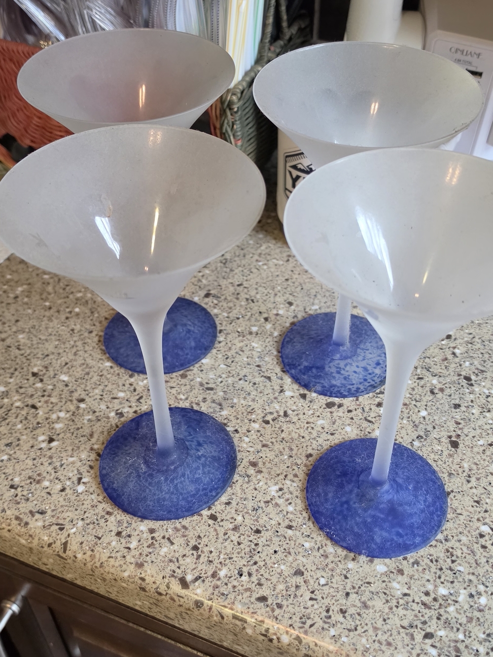 Authentic GREY GOOSE Frosted Martini Glasses & Etched Geese - Set of 4